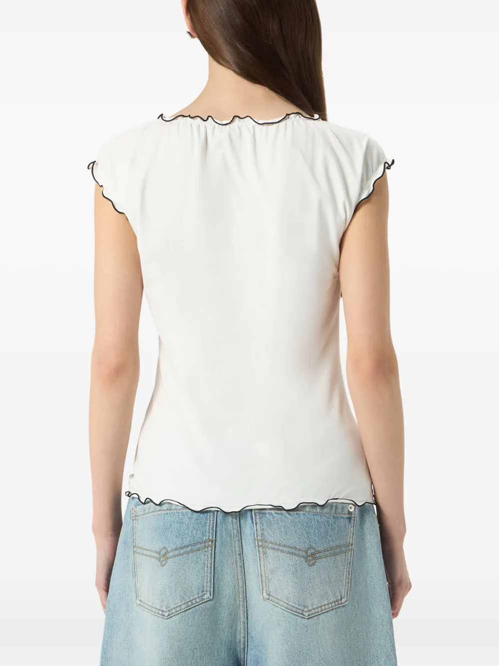 Blumarine Top met kapmouwen en ruches Wit