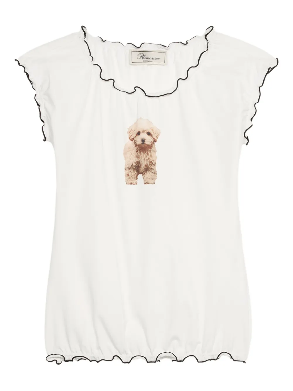 Blumarine ラッフル キャップスリーブ トップ | ホワイト | Image 1