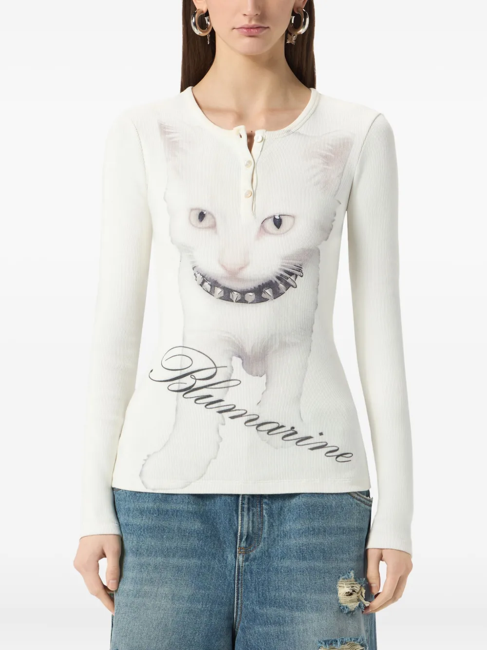 Blumarine Jersey T-shirt met print Wit