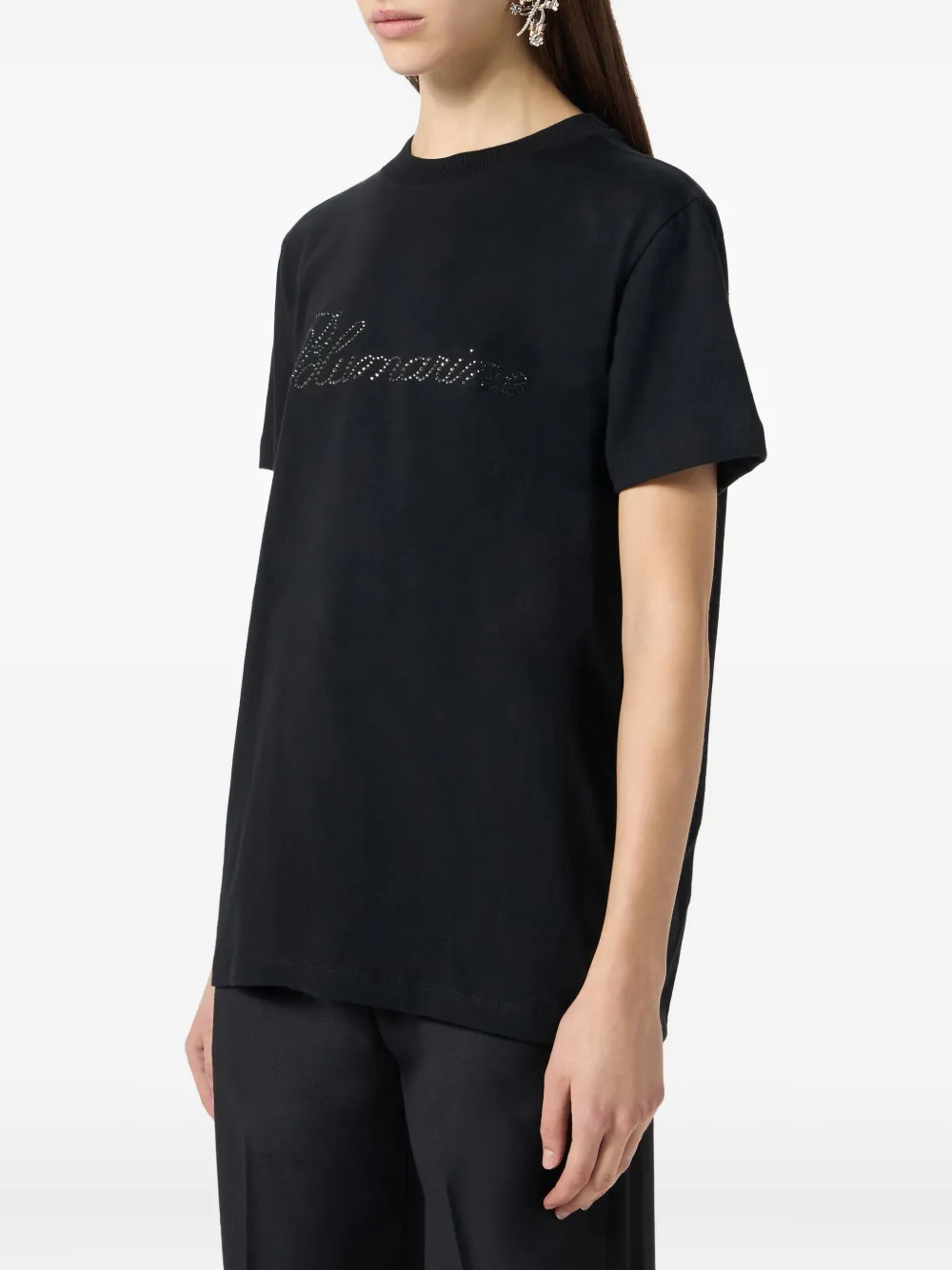 Blumarine T-shirt met geborduurd logo Zwart