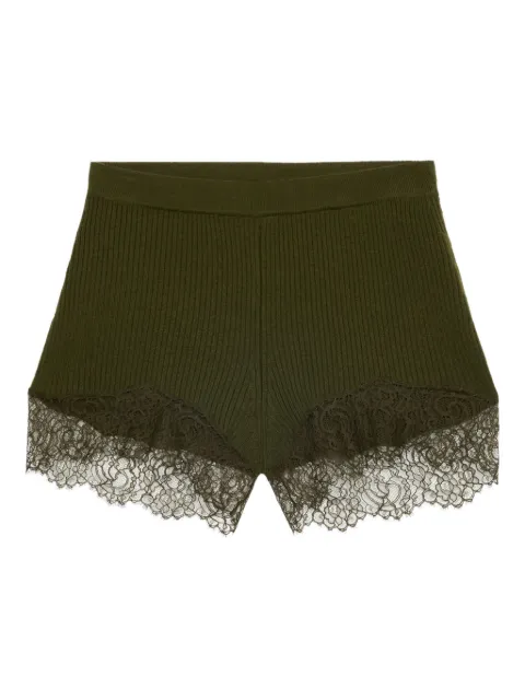 Blumarine ribbed lace-trimmed shorts