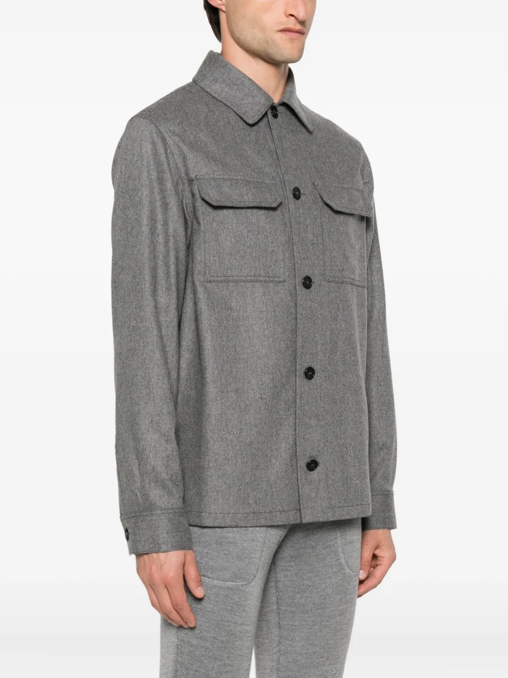 Incotex Button-down overhemd met zak Grijs