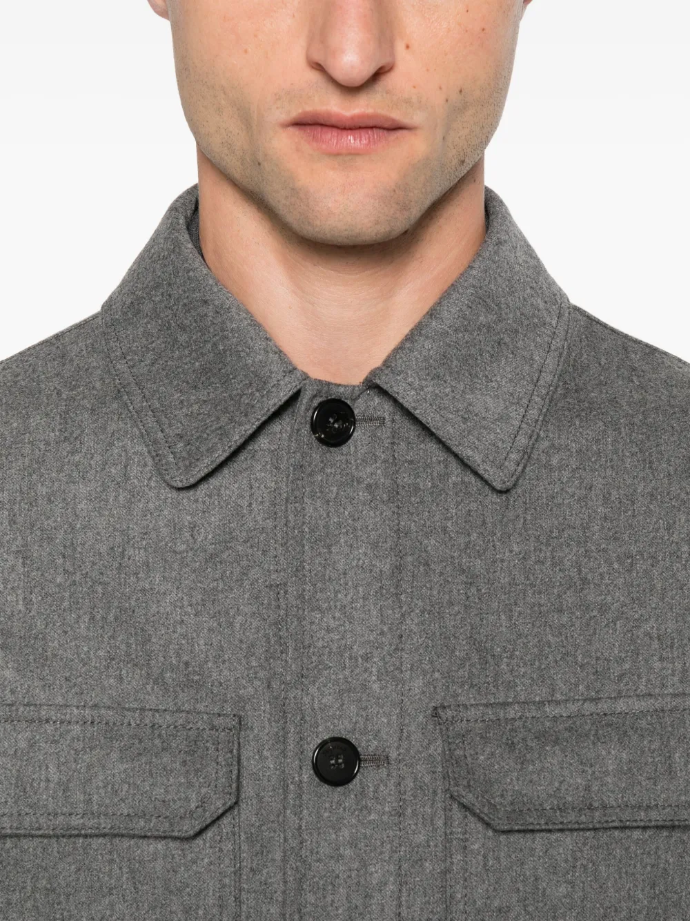 Incotex Button-down overhemd met zak Grijs