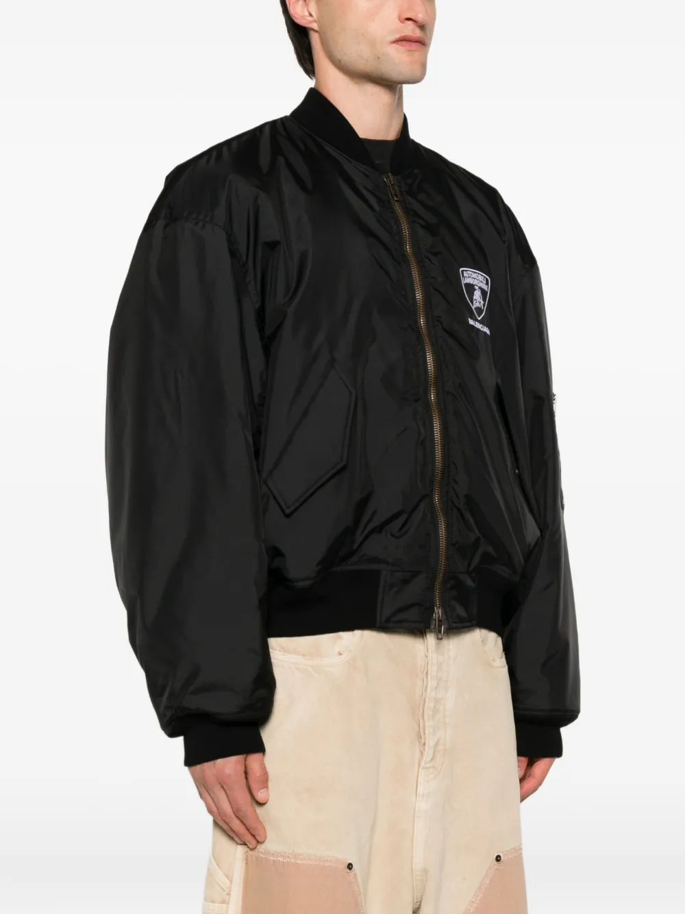 Balenciaga Automobili bomberjack met Lamborghini-logo Zwart