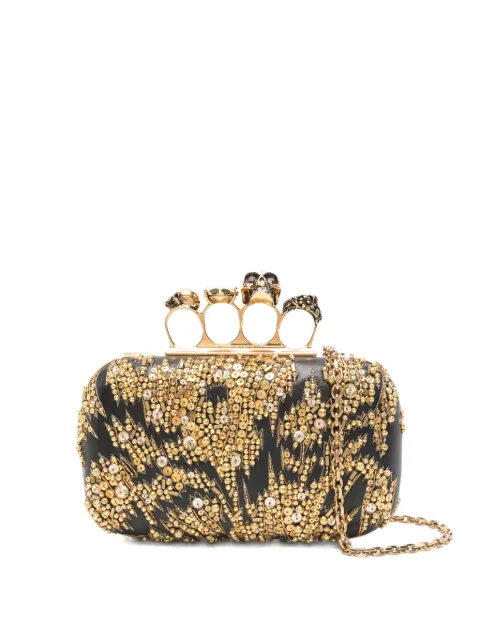 Alexander McQueen skull-ring embellished clutch bag