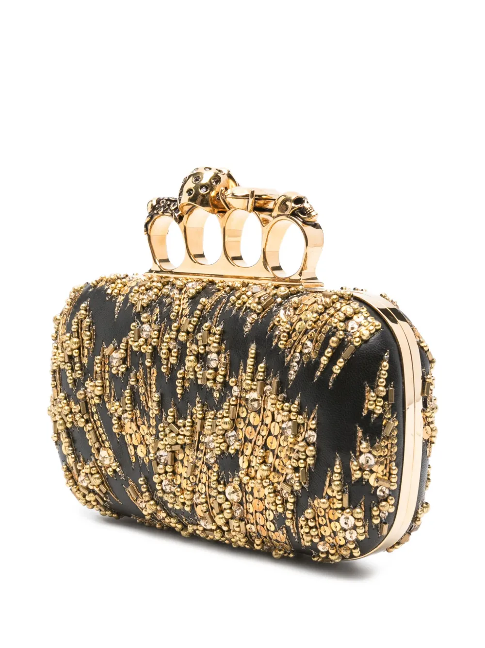 Alexander McQueen Clutch verfraaid met doodskop-ring Zwart