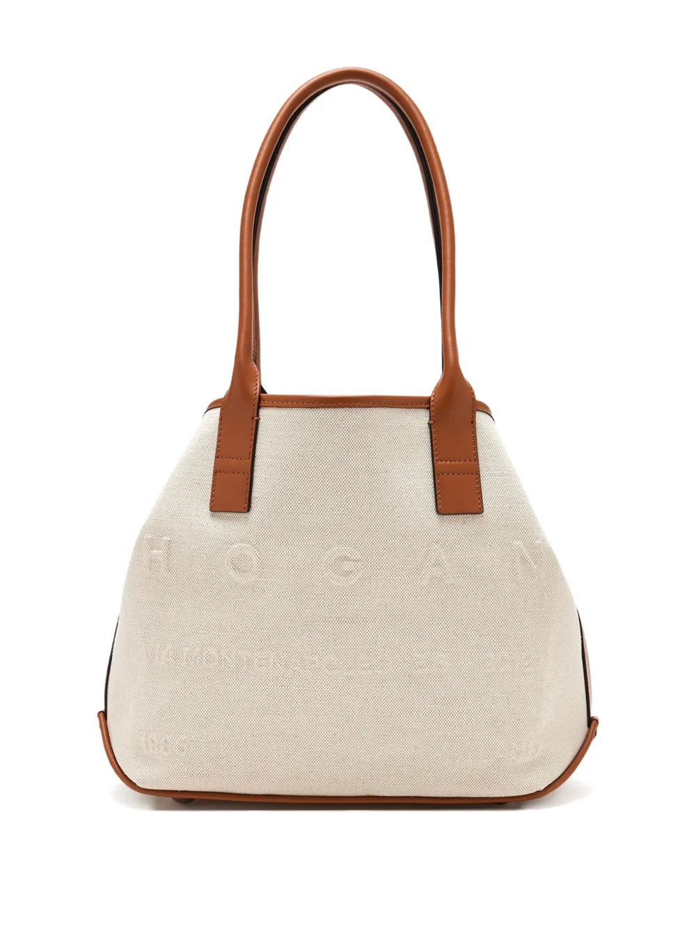 Hogan Embossed-logo Canvas Tote Bag In Neutral