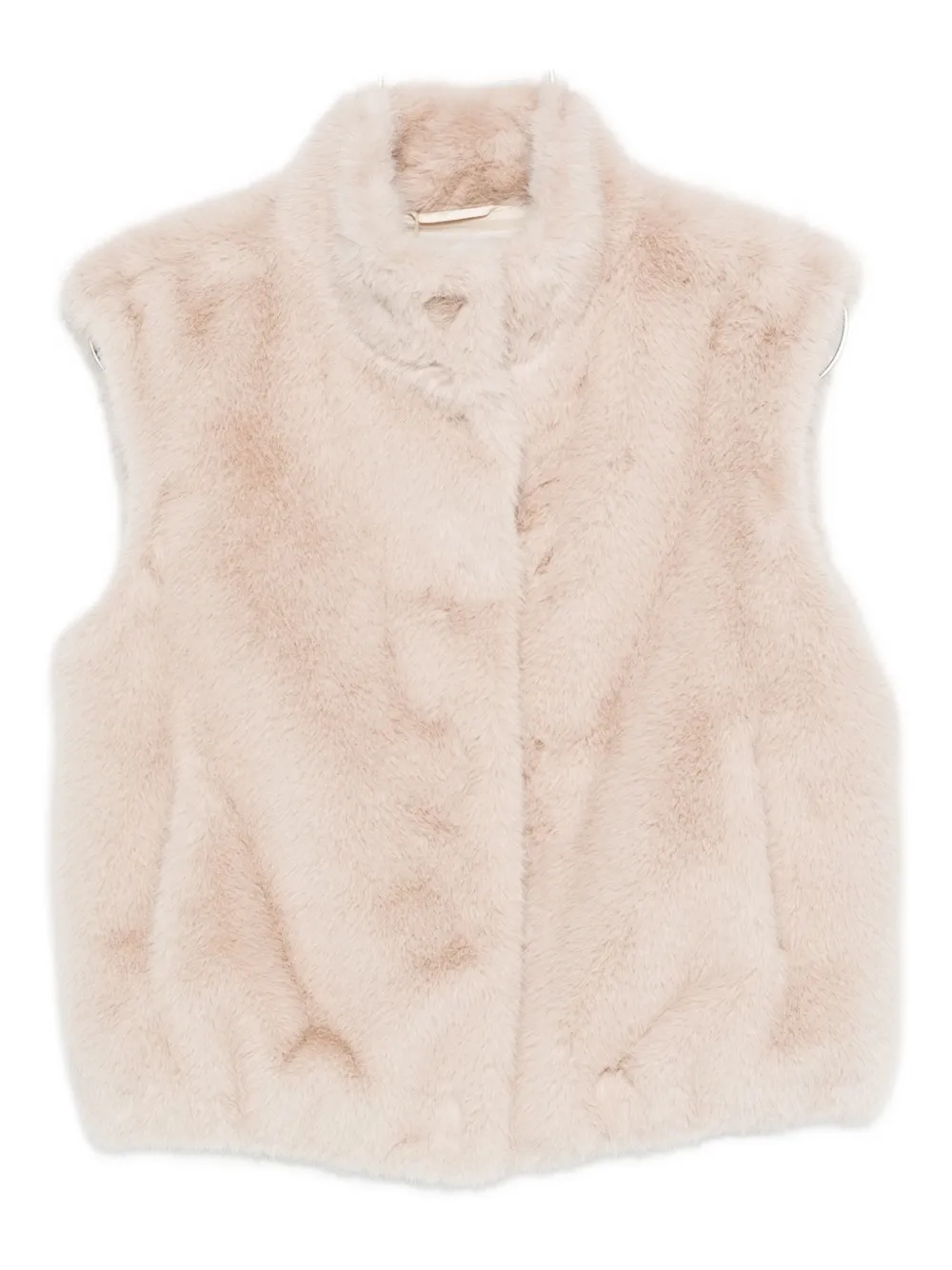 Herno Mouwloze top van imitatiebont Beige