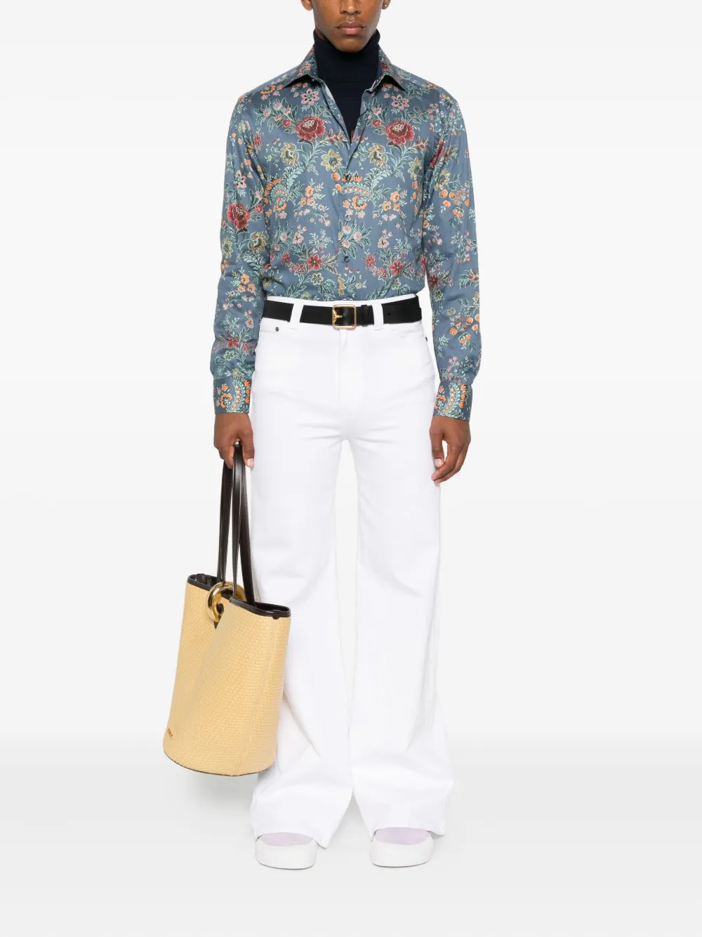ETRO floral-print shirt Blauw