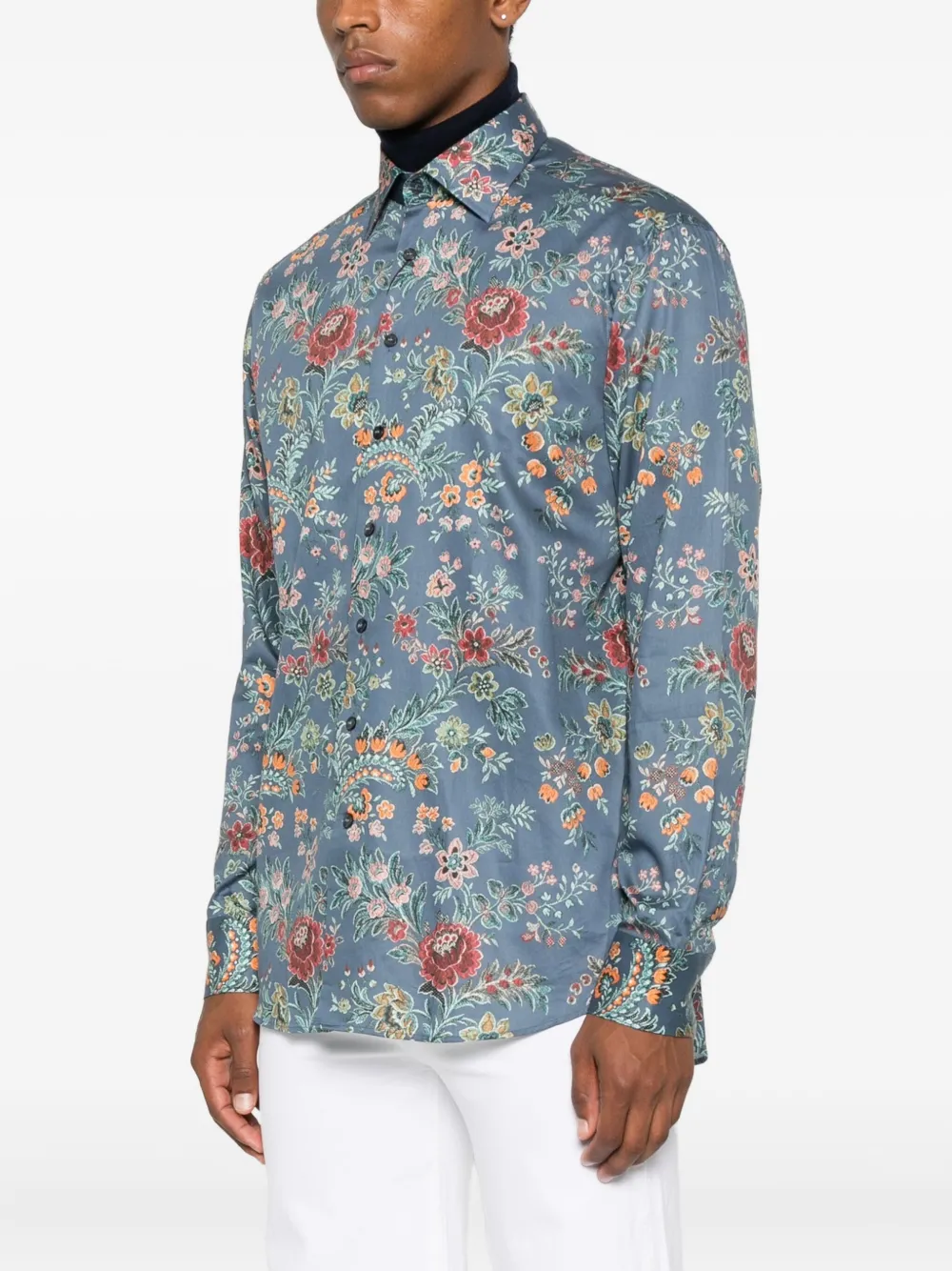 ETRO floral-print shirt Blauw