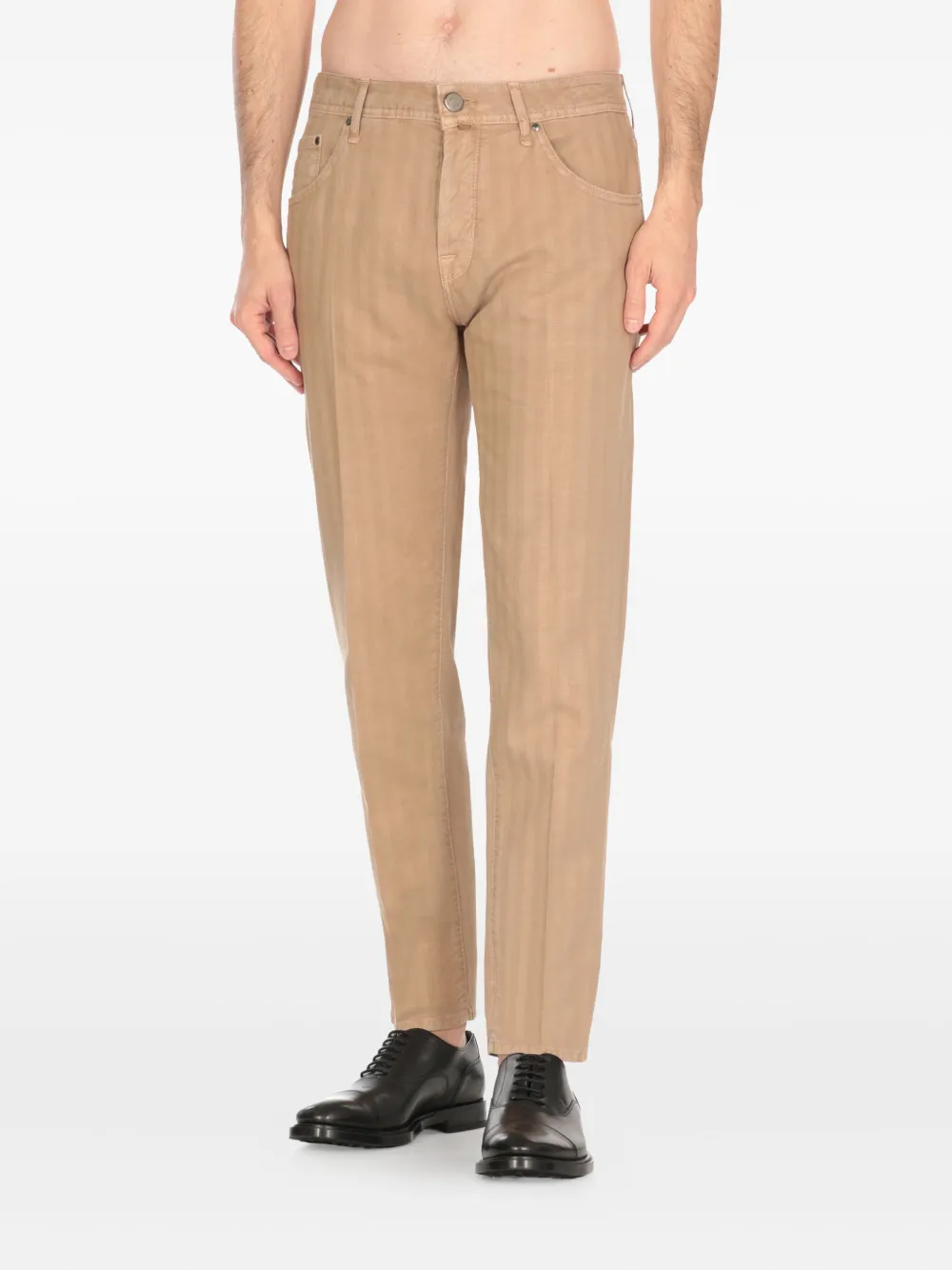 Jacob Cohën Jeans met visgraatpatroon Bruin