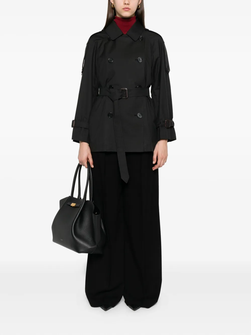 Max Mara Jack met dubbele rij knopen en ceintuur Zwart