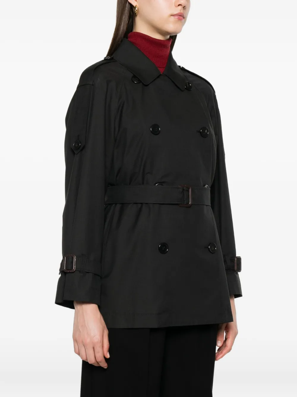 Max Mara Jack met dubbele rij knopen en ceintuur Zwart