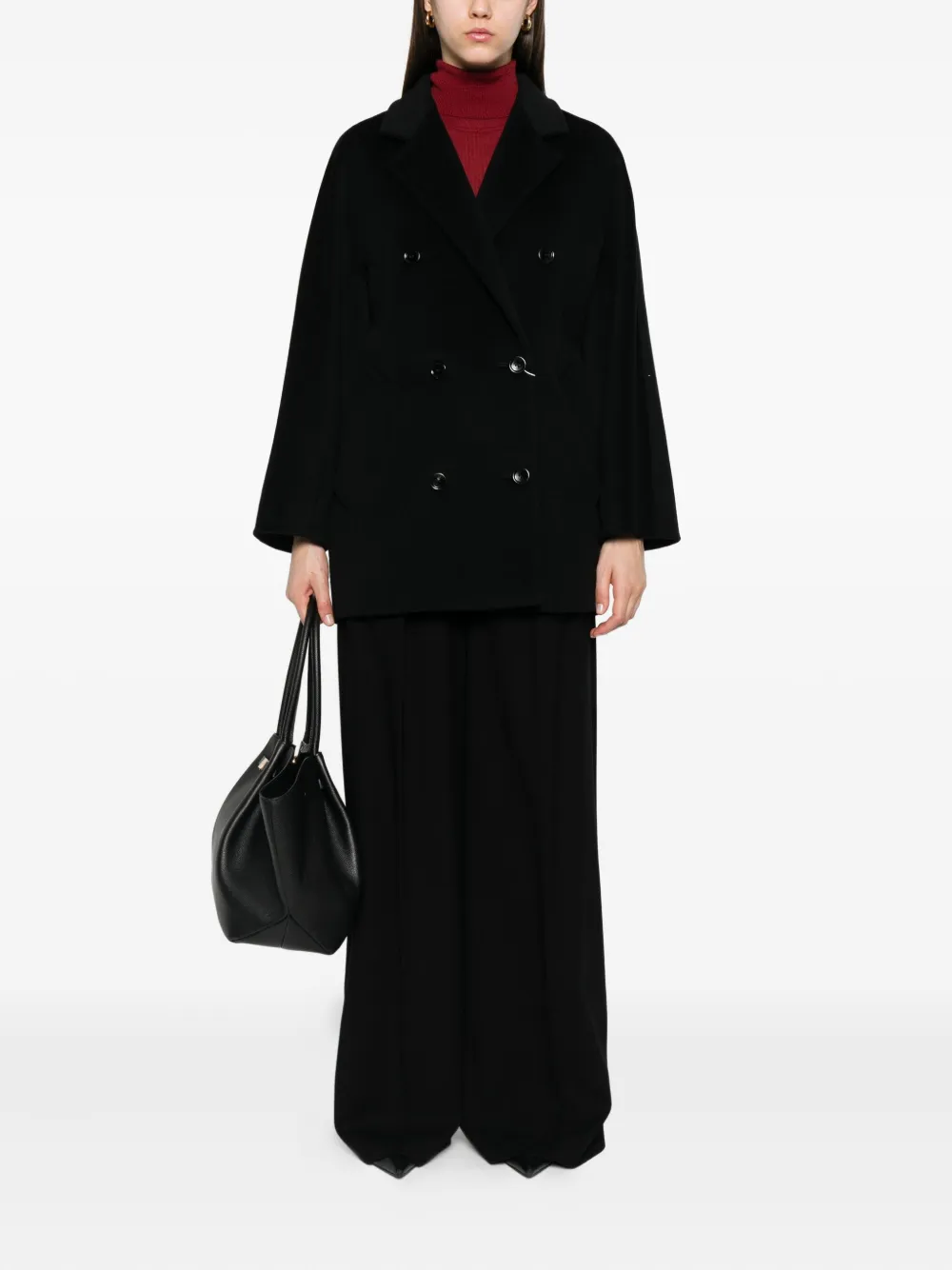 Max Mara double-breasted coat Zwart