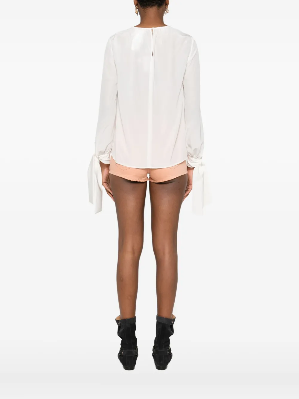 Max Mara Blouse met gestrikte manchetten Beige