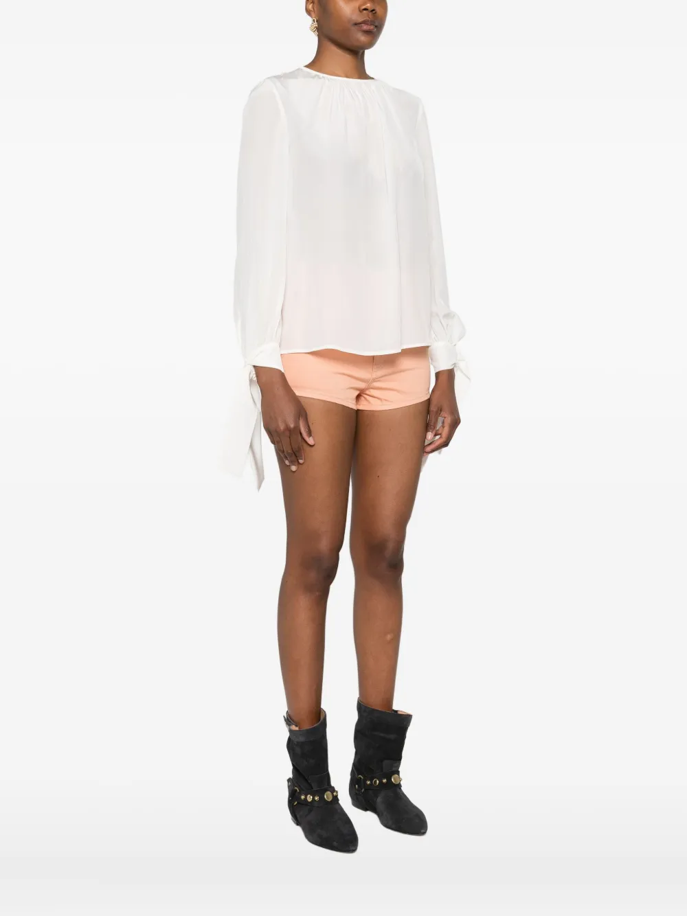 Max Mara Blouse met gestrikte manchetten Beige
