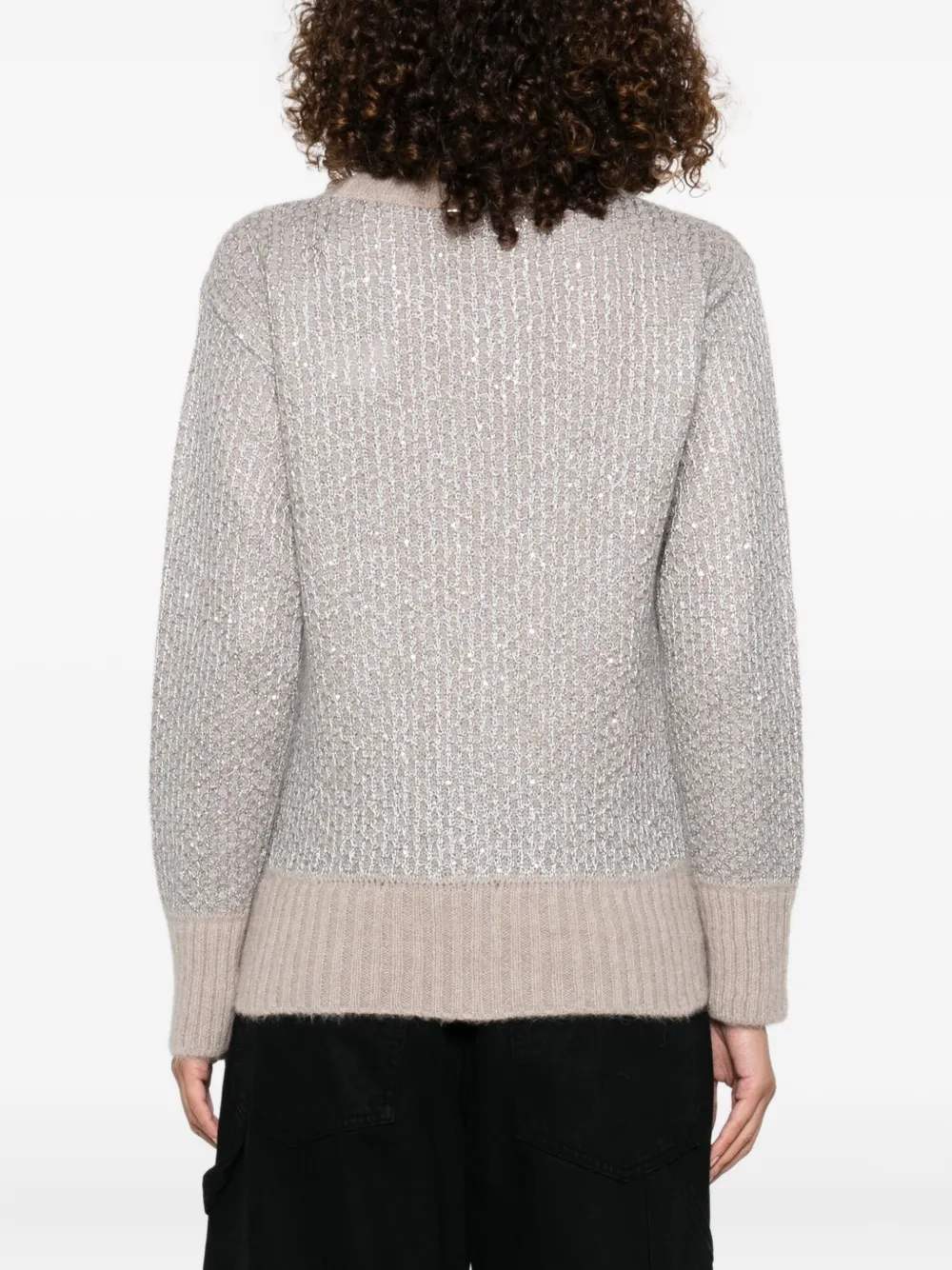 Herno Metallic gebreide trui Beige