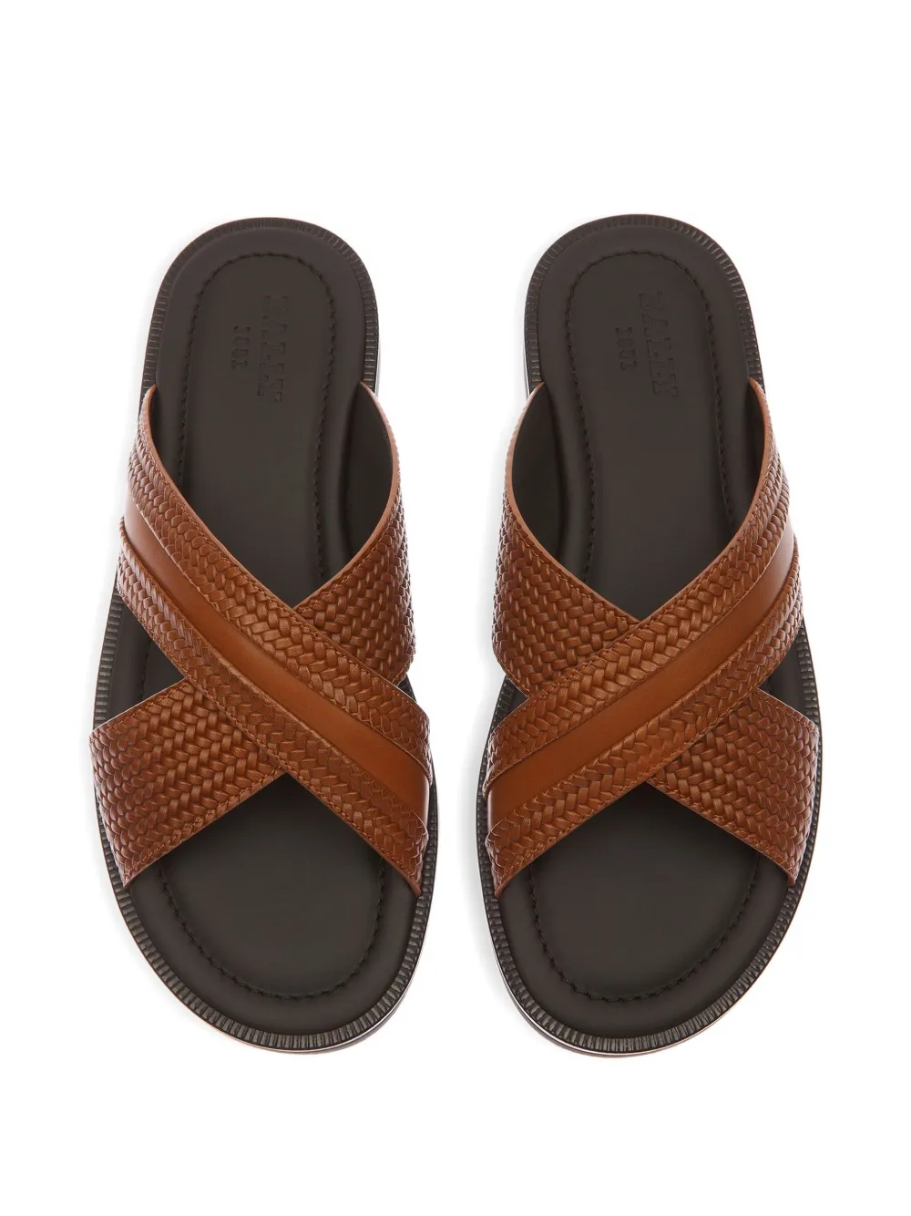Bally Jabil woven leather cross-strap sandals Brown