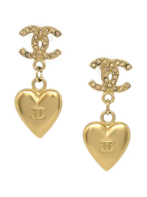 CHANEL Pre-Owned 2002 Heart Dangle Piercing earrings