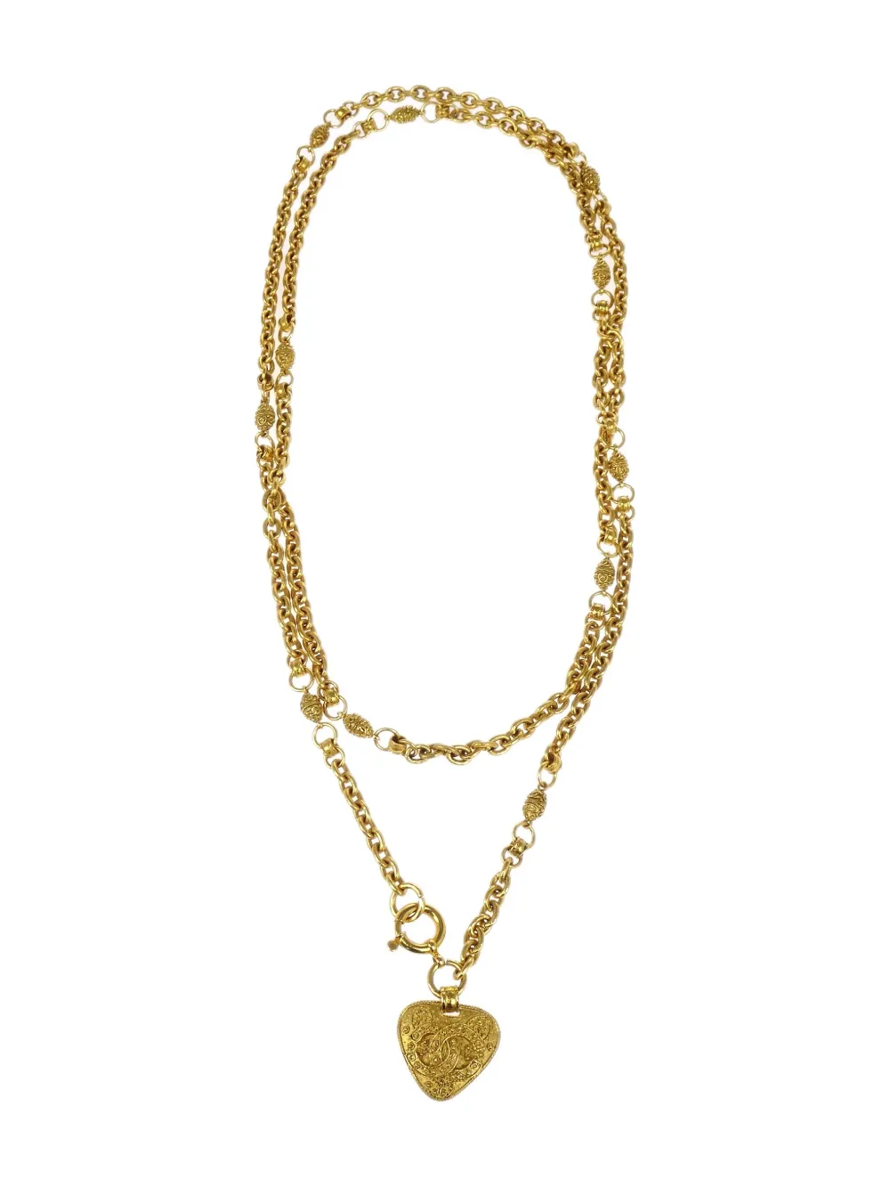 CHANEL Pre-Owned 1994 ココマーク ハート ネックレス - ゴールドトーン