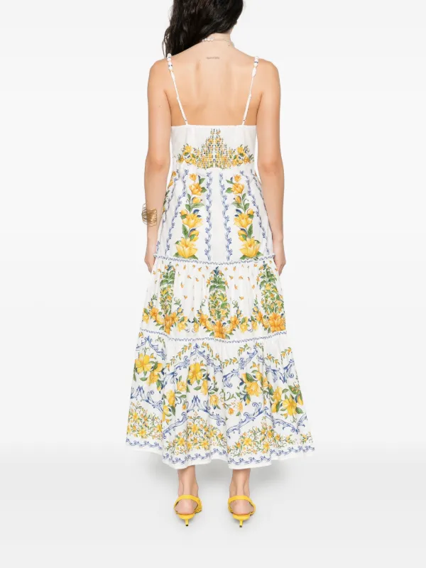 knee length dresses for ladies Farm Rio Sicily Scarf Off-White Maxi Dress – Monelle Vermont main image 0