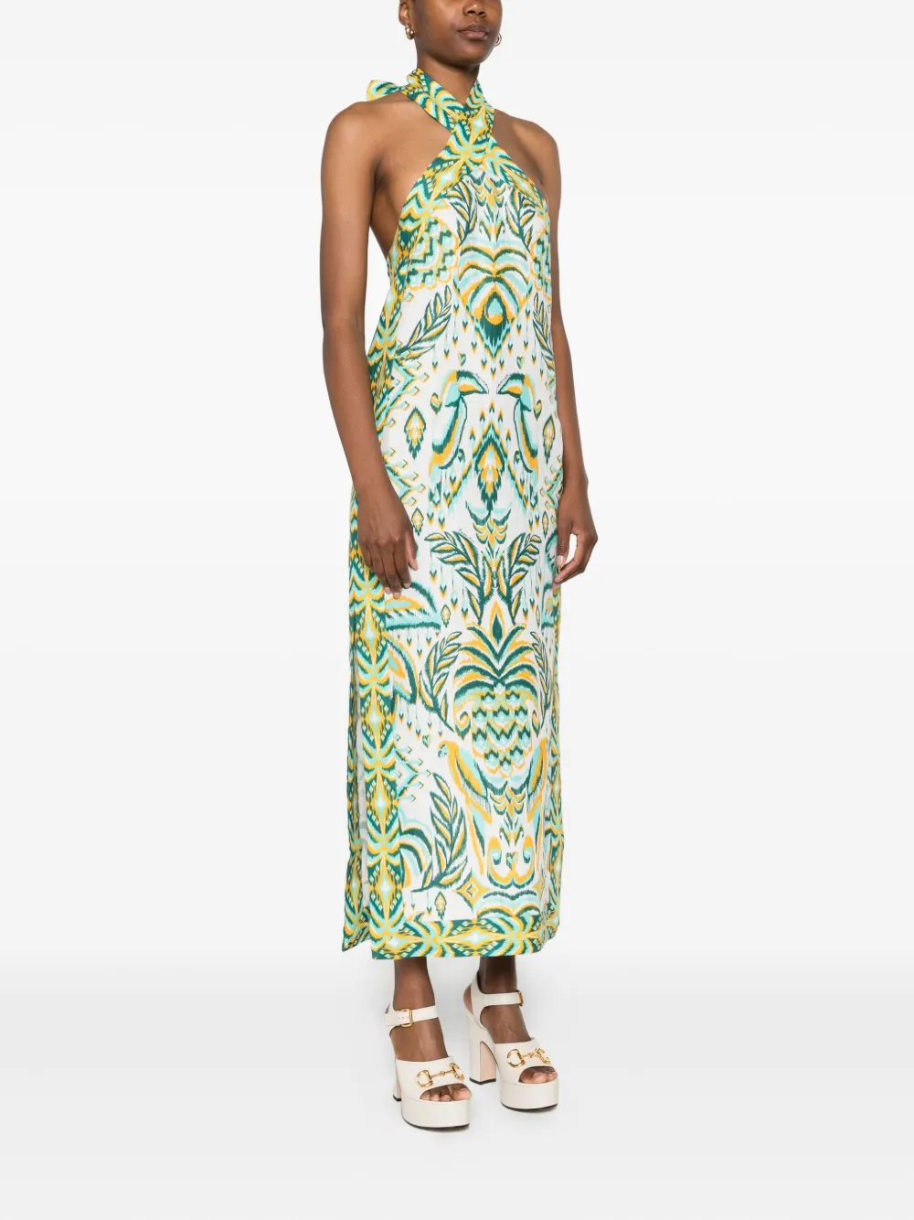 FARM Rio Maxi-jurk met tropische print Groen