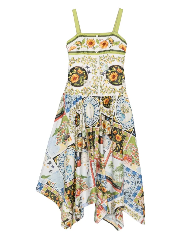 slim fit dress slacks Farm Rio Tropical Tapestry Off-White Halter Neck Maxi Dress – Monelle  Vermont main image 1