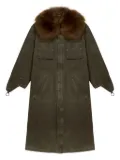 Blumarine fur-collar parka coat - Green