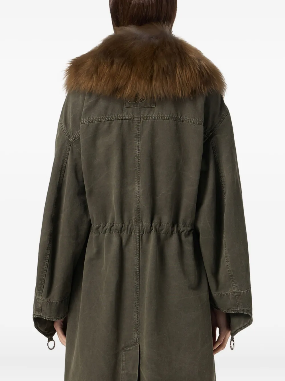 Blumarine Fur-collar Parka Coat In Green