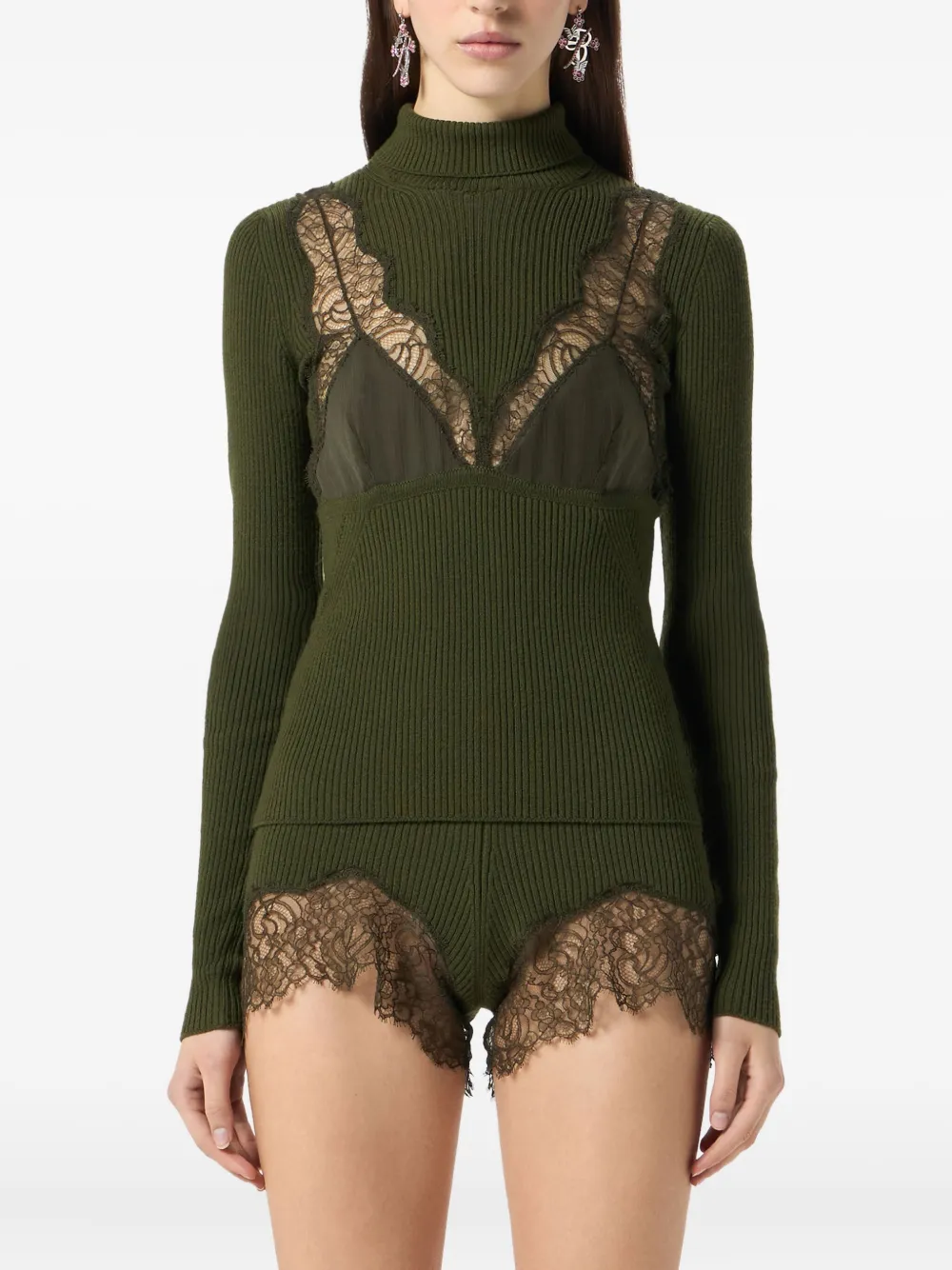 Blumarine Geribbelde coltrui Groen