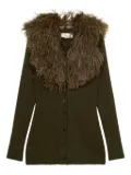 Blumarine feather-embellished wool cardigan - Green
