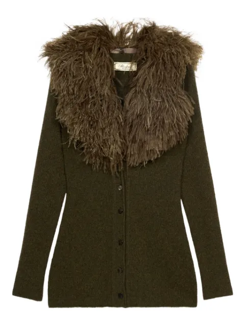 Blumarine feather-embellished wool cardigan