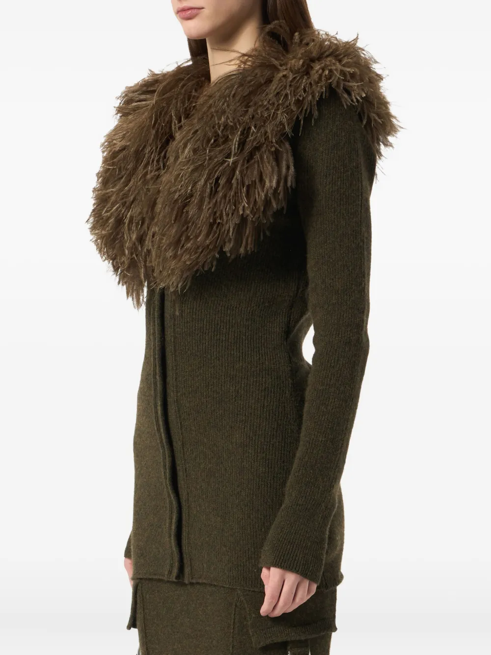 Blumarine Wollen vest verfraaid met veren Groen