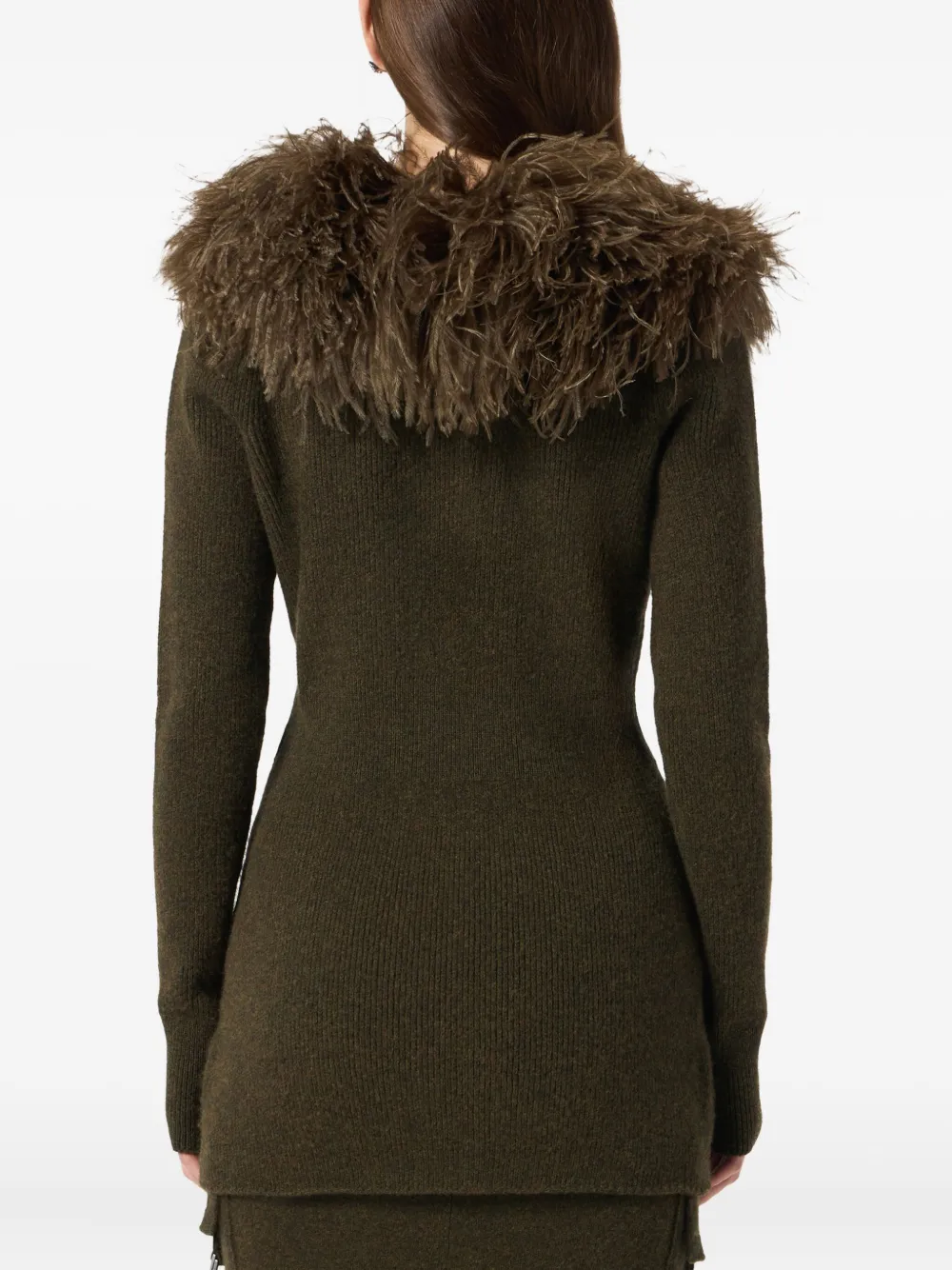 Blumarine Wollen vest verfraaid met veren Groen