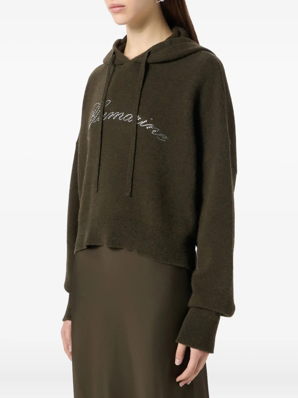 Blumarine Cropped hoodie met logo Groen