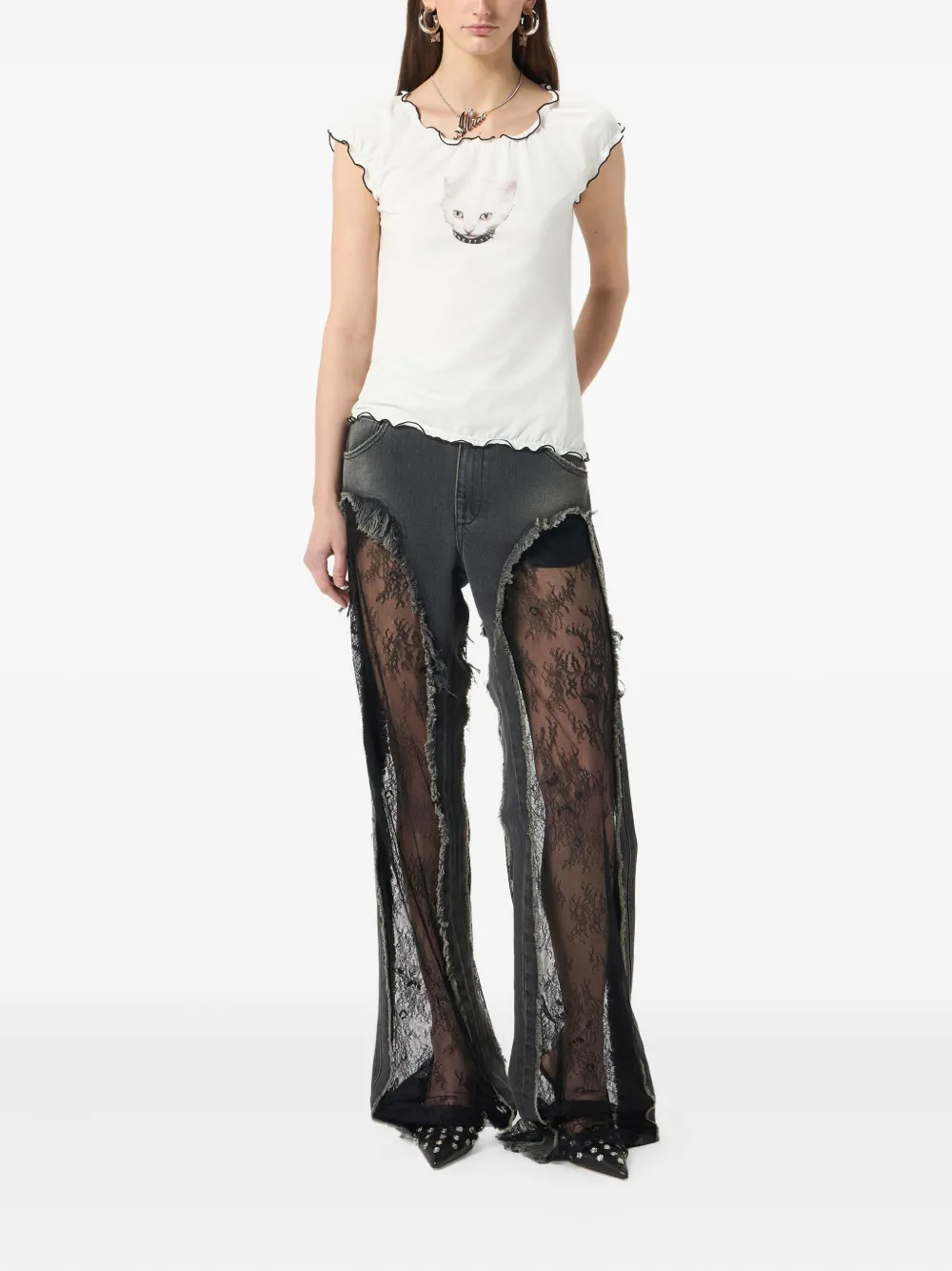 Blumarine Jeans met kanten vlak Grijs