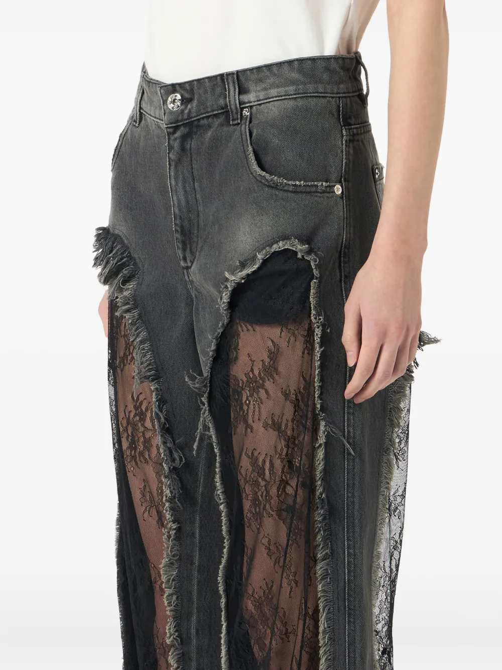 Blumarine Jeans met kanten vlak Grijs