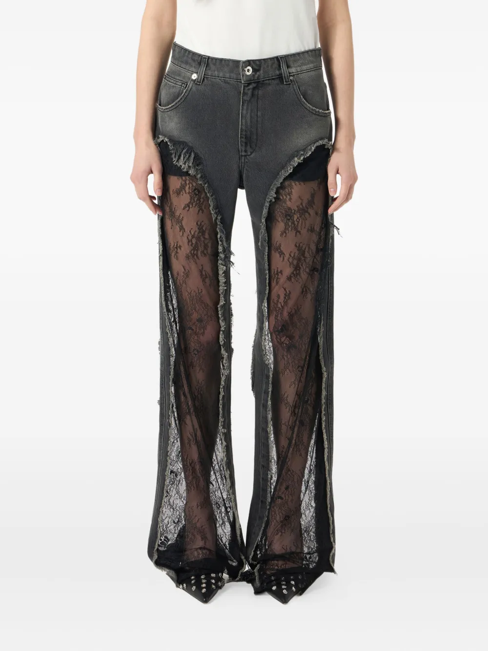 Blumarine Jeans met kanten vlak Grijs