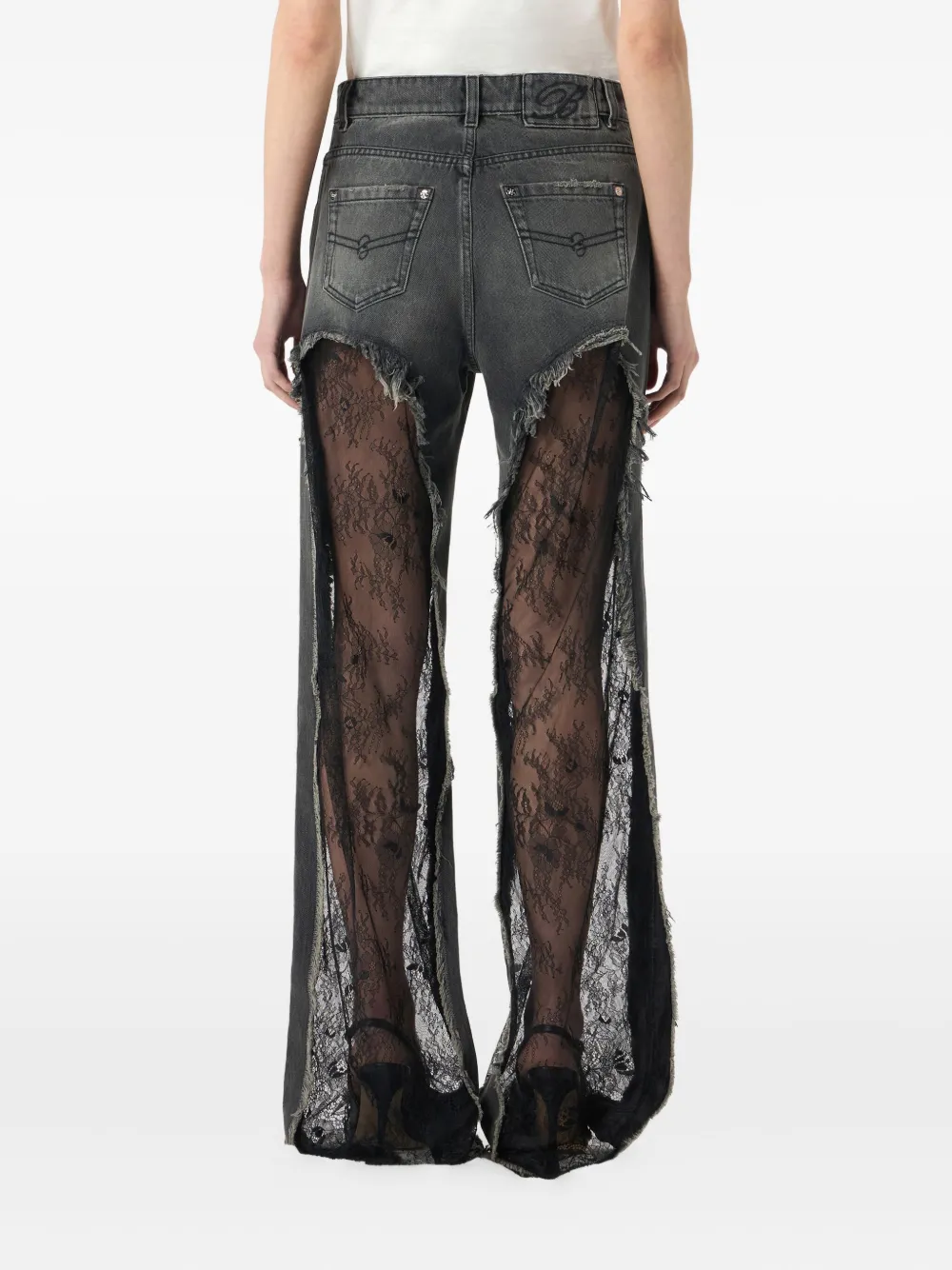 Blumarine Jeans met kanten vlak Grijs