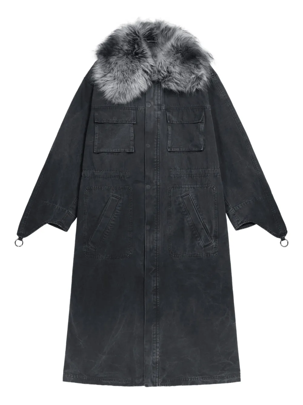Blumarine Fur-trimmed Parka In Black