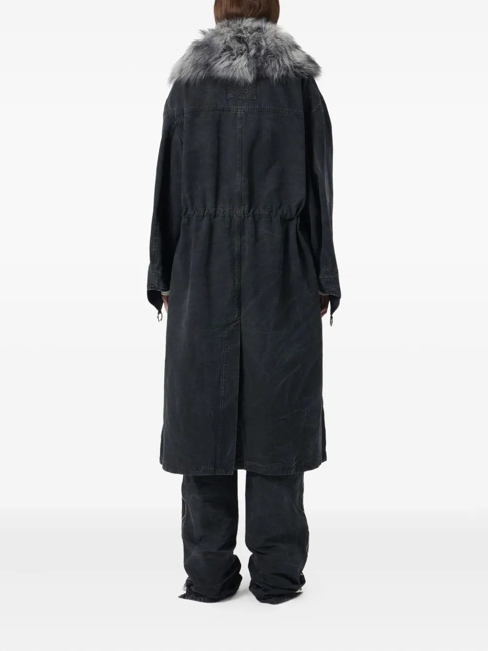 Blumarine Fur-trimmed Parka In Black