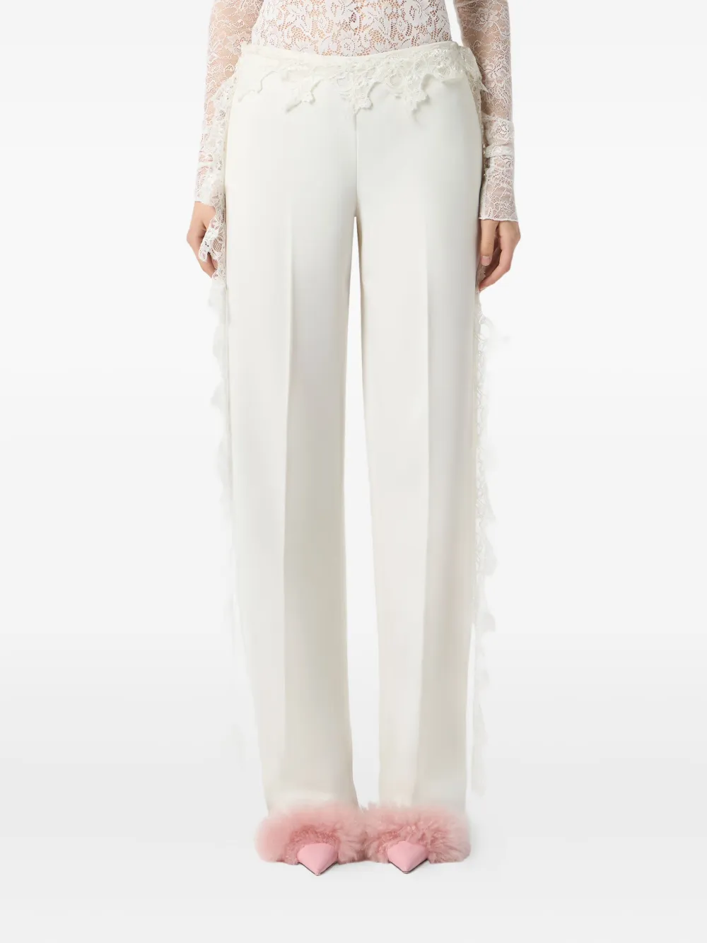 Blumarine Broek met kanten detail Wit