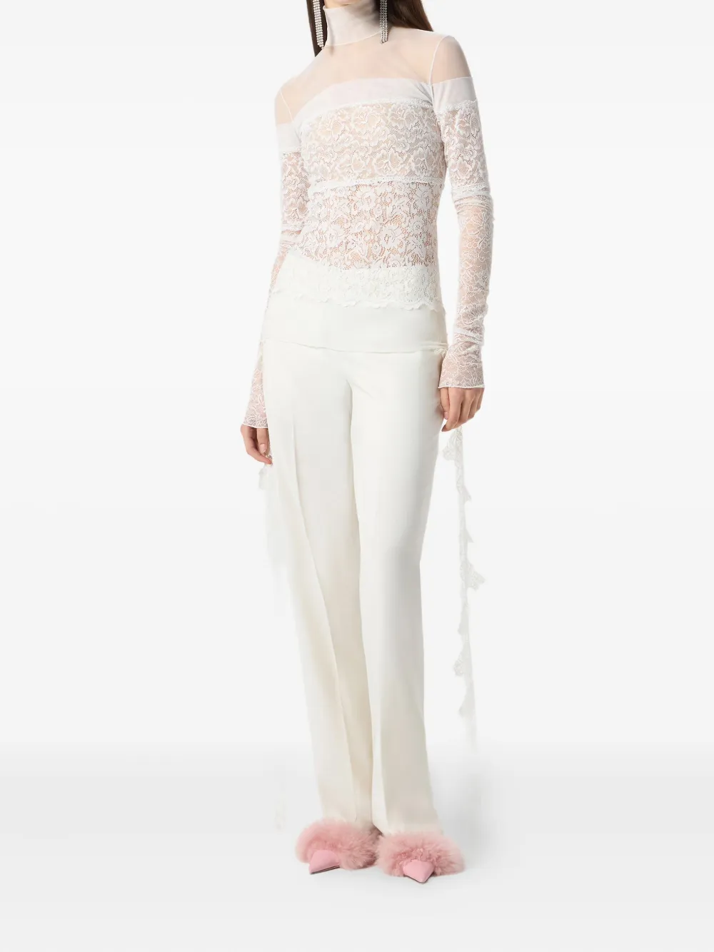 Blumarine Broek met kanten detail Wit