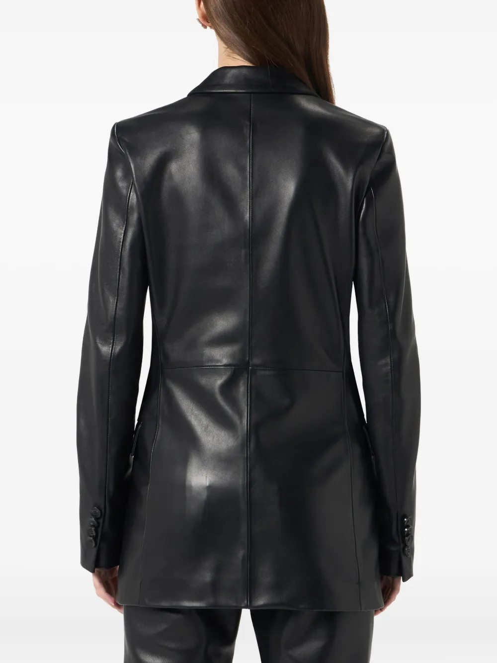 Blumarine Leather Blazer In Black