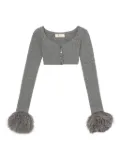 Blumarine cropped ribbed cardigan - Grey