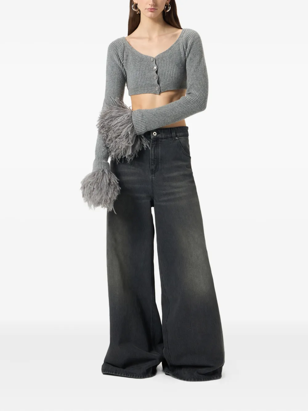 Blumarine Geribbeld cropped vest Grijs