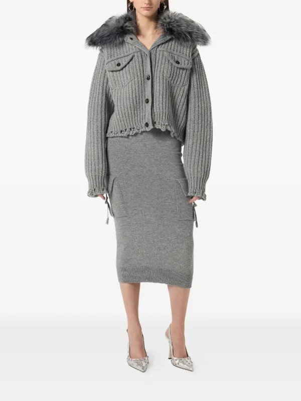 Blumarine クロップド カーディガン | グレー | FARFETCH JP