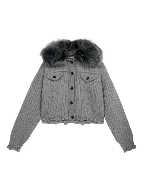 Blumarine ブルマリン クロップドカーディガン Blumarine クロップド カーディガン | グレー | FARFETCH JP