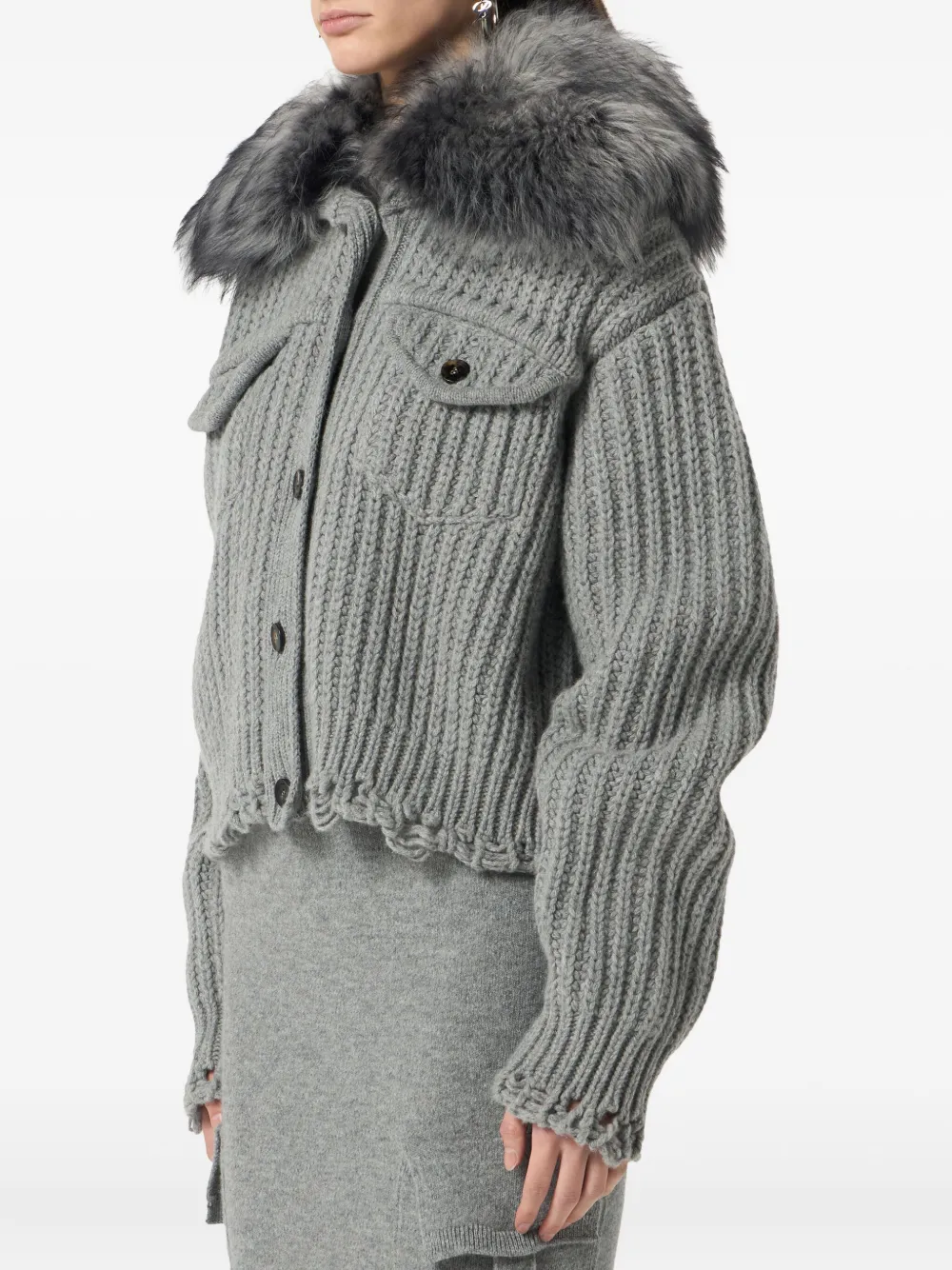 Blumarine Geribbeld cropped vest Grijs