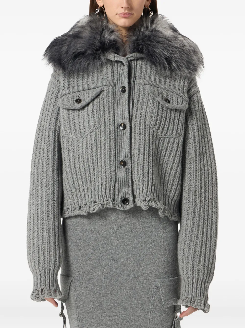 Blumarine Geribbeld cropped vest Grijs